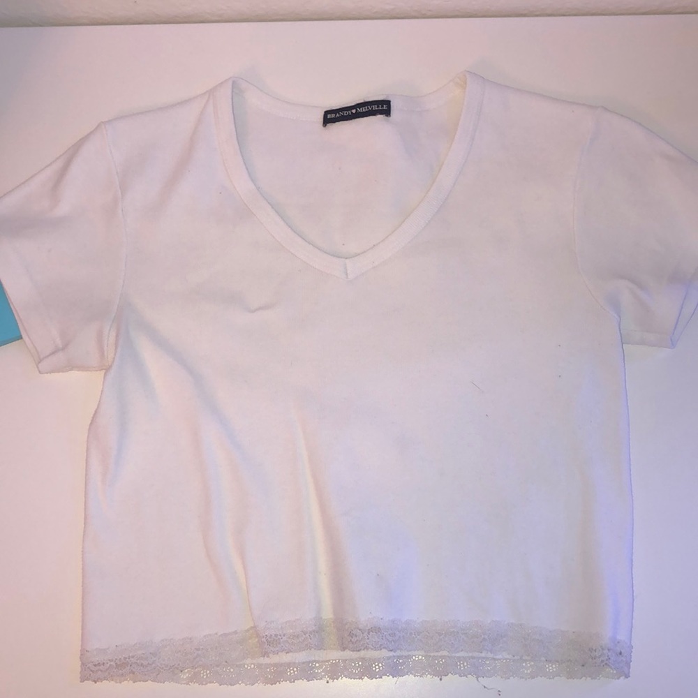 Brandy Melville White V-Neck Top